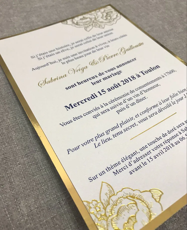  Gold Foil Floral Wedding Invitations China - 1886309914