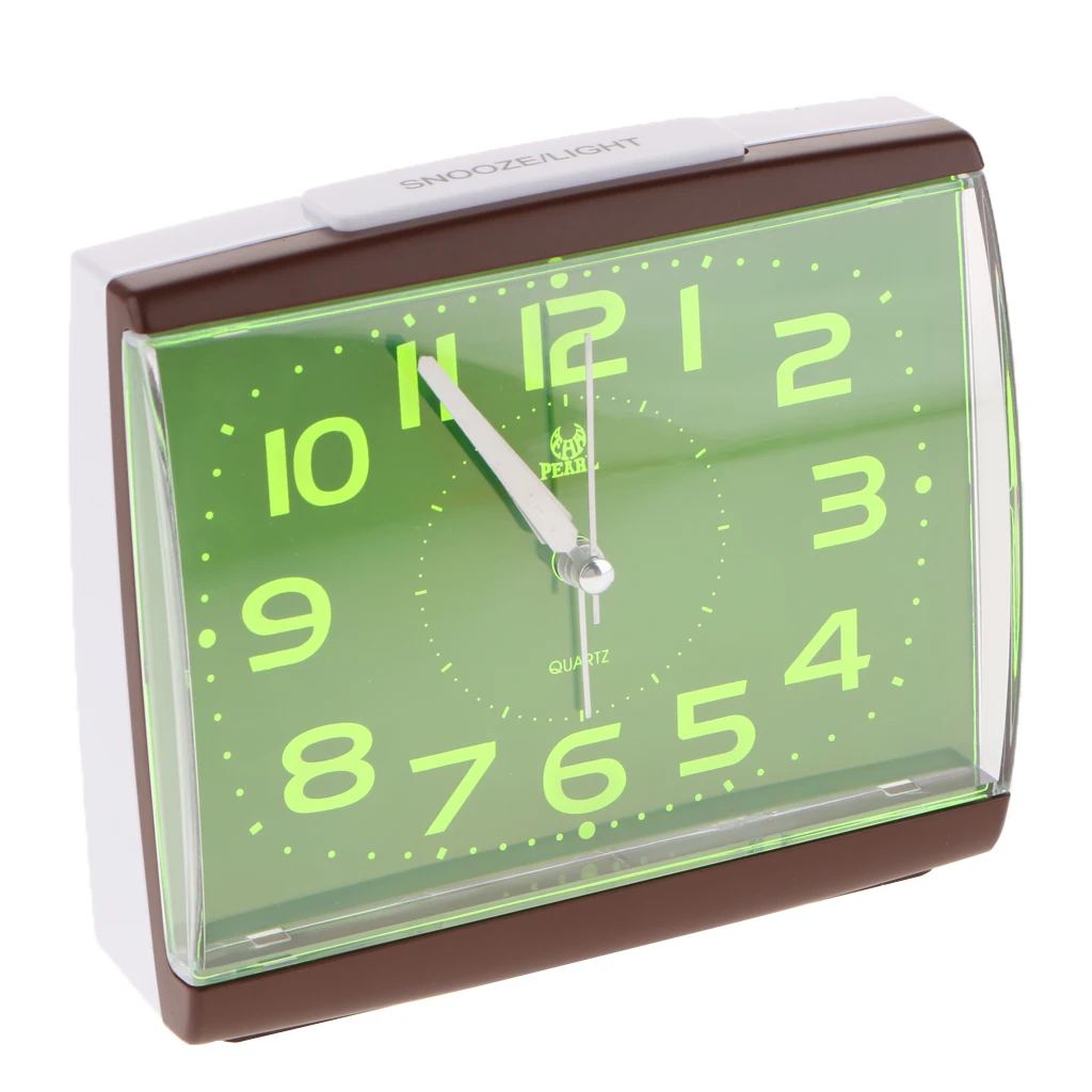 Non Ticking Analog Alarm Clock with Nightlight and Snooze/Ascending Sound Table Alarm Clocks Battery Powered