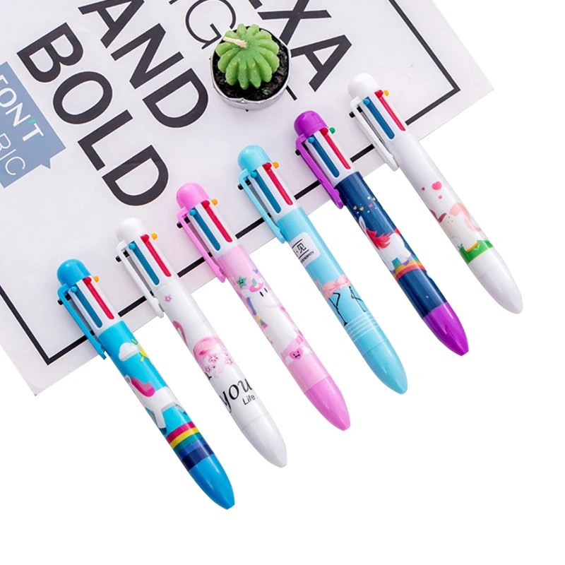 

30pcs/lot 6 colors in 1pen Unicorn Flamingo Ballpoint Pen School Office Supply Gift Stationery