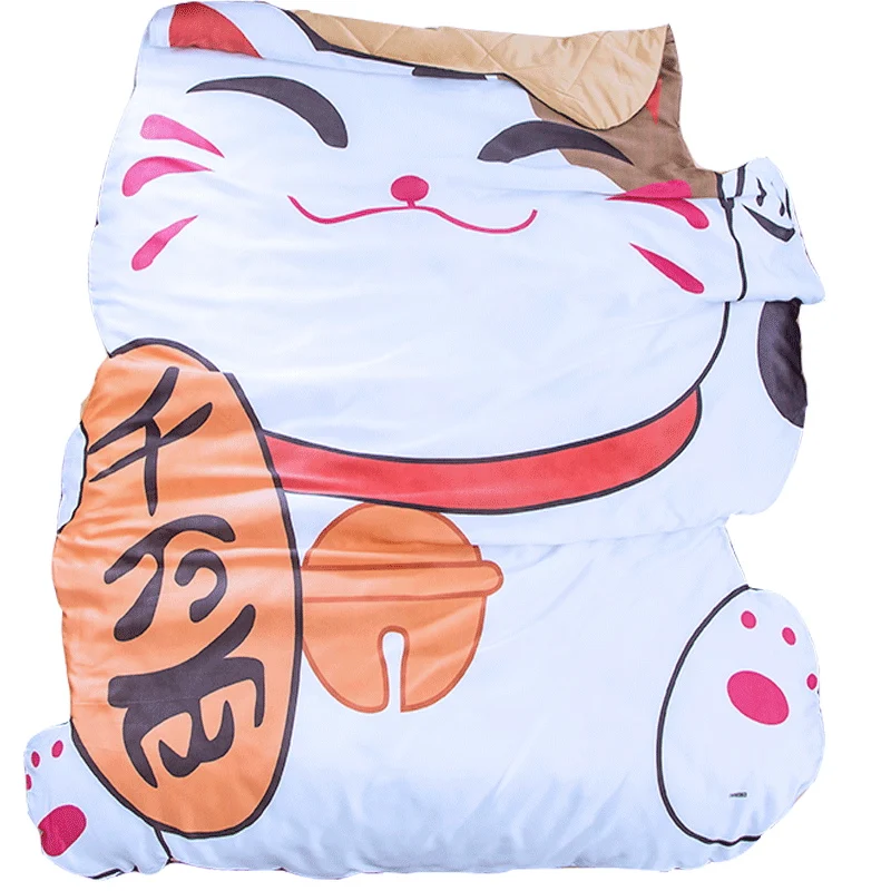 

Personalized Summer Thin Quilted Throw Blanket Single Double Twin Full Queen Size Kawaii Cartoon Lucky Cat Kids Bedroom Decor