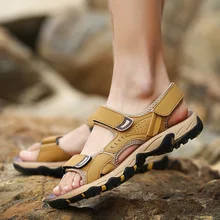 BVNOBET/дышащие мужские сандалии; кожаная Летняя Пляжная обувь; новые модные женские шлепанцы; повседневная мужская обувь размера плюс Herren Schuhe