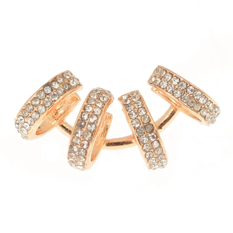 

IMIXLOT Punk Personality Clip Earring Gold Sliver Color No Piercing Small Circle Rhinestone Ear Cuff Wrap Clip Jewelry