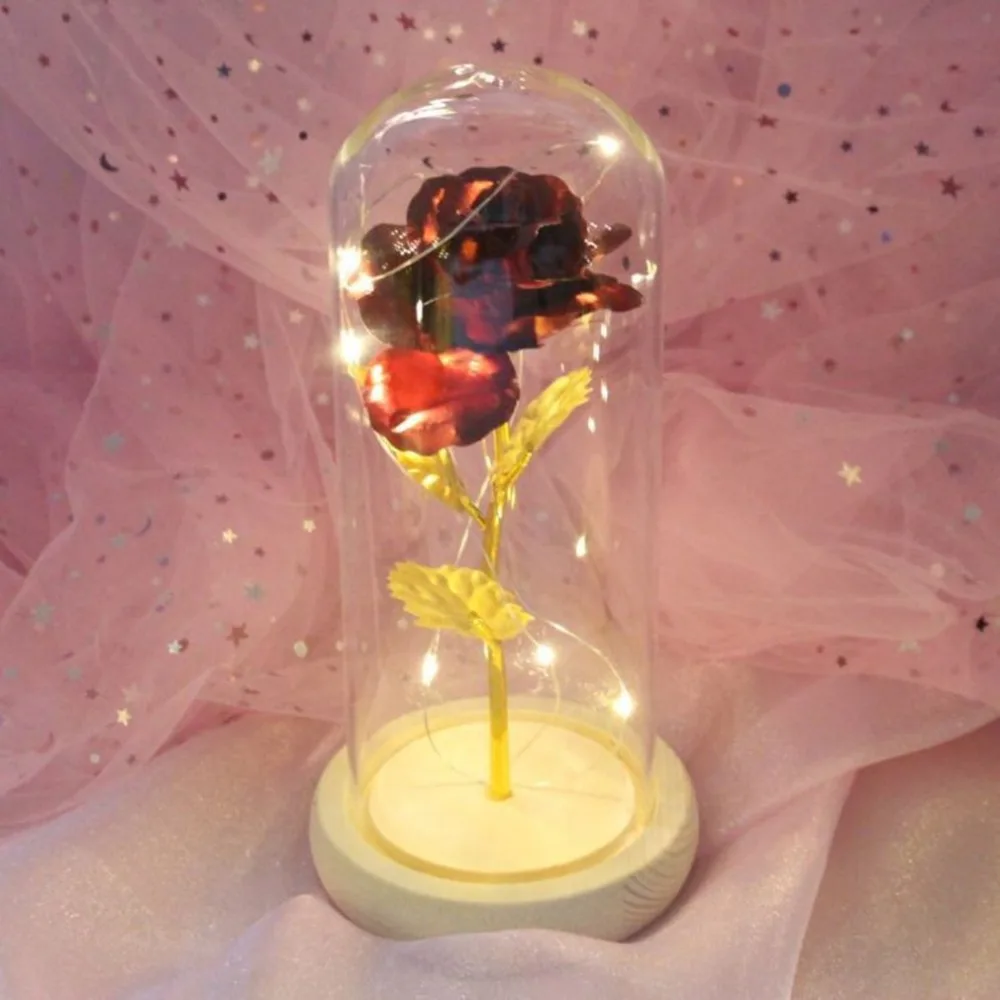 

LED Night Light With Flower in Glass Home Decoration Table Lamp for Birthday Gift Immortal Flowers Everlasting Flower
