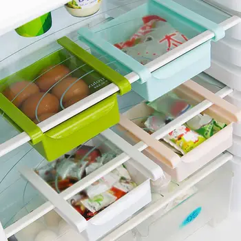 

Refrigerator Pull-out Storage Drawers Organiser Space Saver Food Storage Box Fridge Rack Shelf Holder