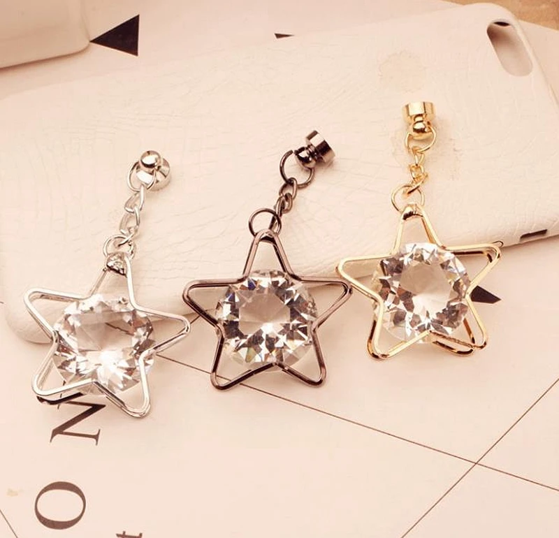 Star shape gemstone artificial Rhinestone pendant hanger for cellphone case diy jewelry phone shell back cover craft accessories | Дом и сад