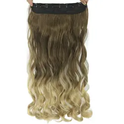 Soowee 60 см длинные волнистые коричневого до блондинка Для женщин волос высоких температур синтетических ломбер часть волос 5 Зажим в