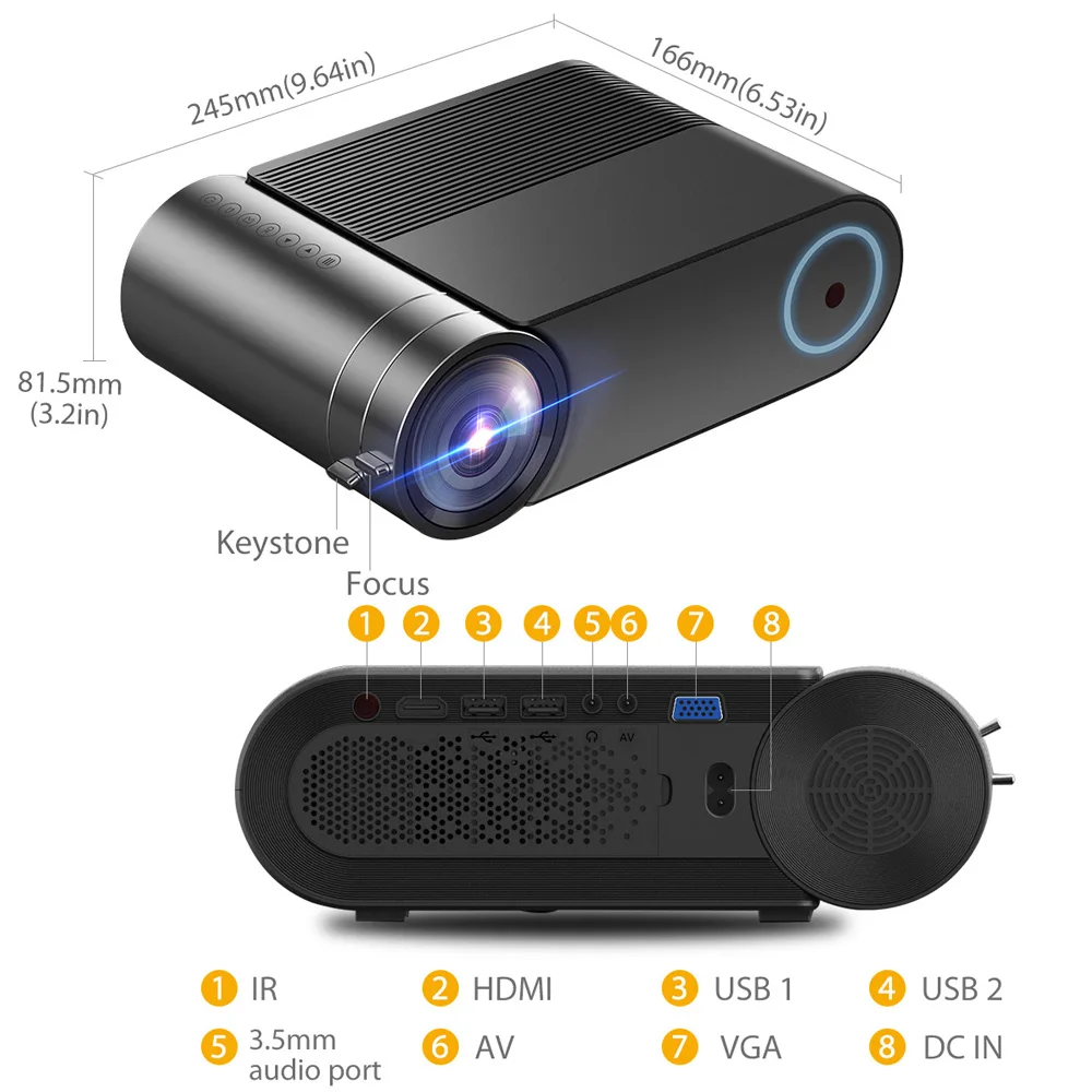 AAO YG420 Mini LED 720P Projector Native 1280x720 Portable Wireless WiFi Multi Screen Video Beamer YG421 3D AC3 HDMI Proyector