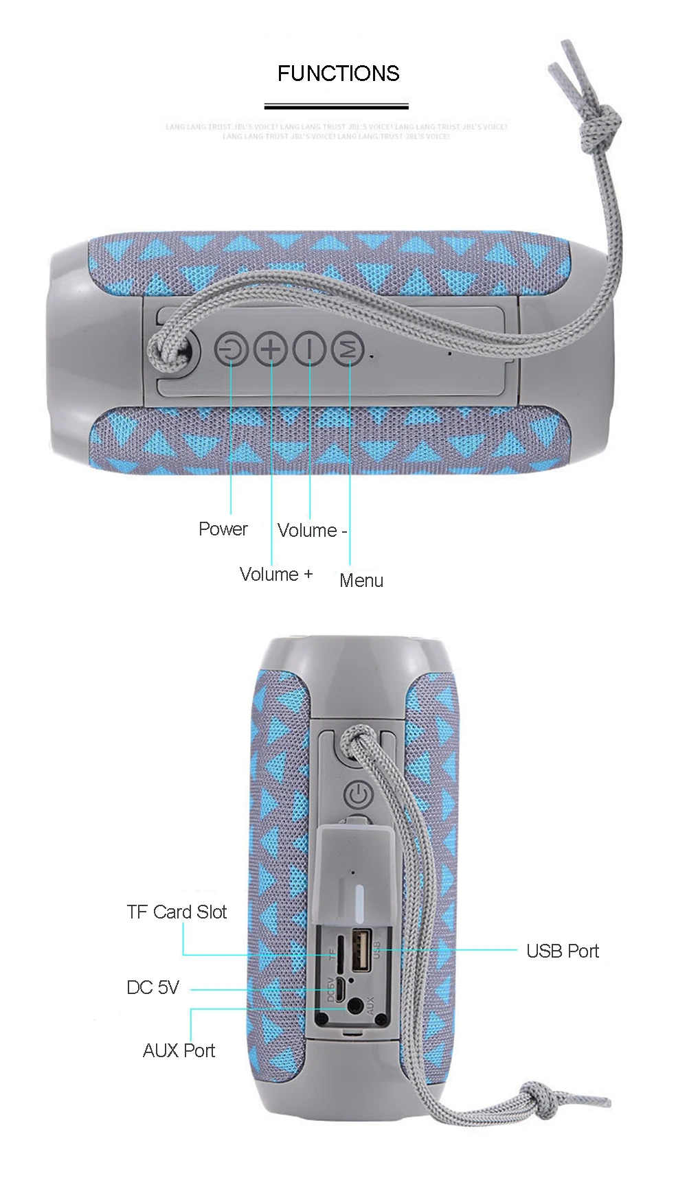 Портативная Беспроводная колонка, Громкая Колонка TG117, Bluetooth, открытый динамик, водонепроницаемая, поддержка TF карты, FM радио, Aux вход