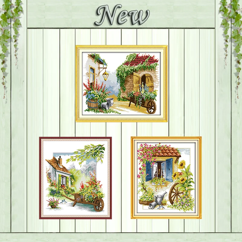 

Little float car diy Pattern Printed on fabric DMC 11CT 14CT Cross Stitch kit needlework Sets embroidery house Series Home Decor