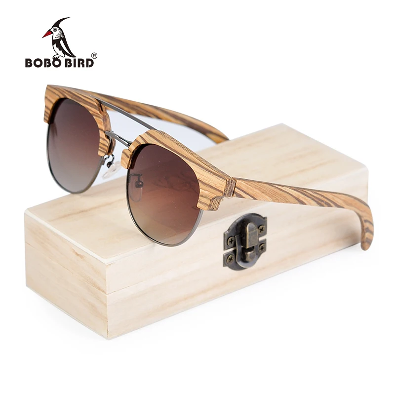 

BOBO BIRD Polarized Women Sunglasses Wood Zebrawood Glasses Women Retro Vintage Eyewear UV400 oculos de sol feminino