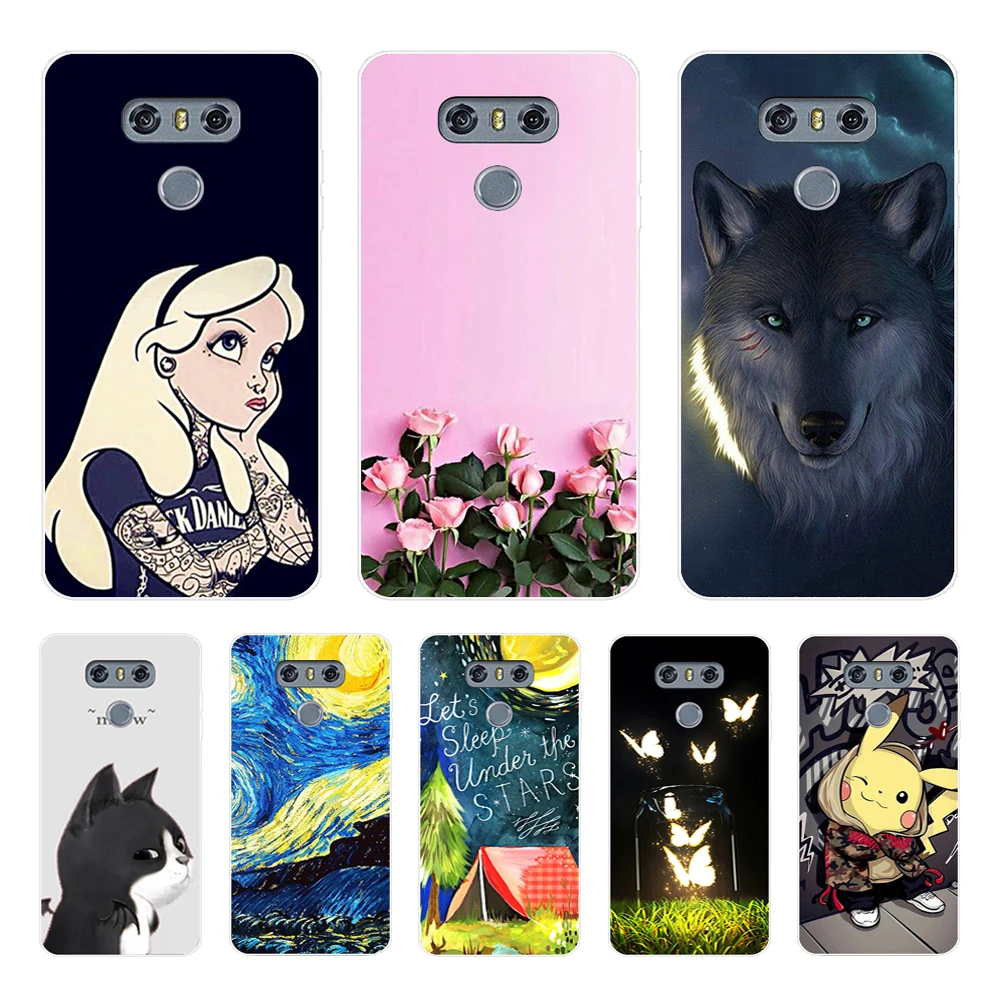

For LG G6 Case 5.7 inch Cat dog Animals Painted Soft TPU Phone Cover for LG6 G 6 LGG6 H870DS H870 Protective Silicone Back Cases