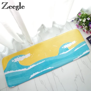 

Zeegle Wave Print Kitchen Mat Outdoor Rugs Non-slip Doormat Bathroom Mat Bedroom Carpet Bedside Rugs Coffee Table Floor Mat