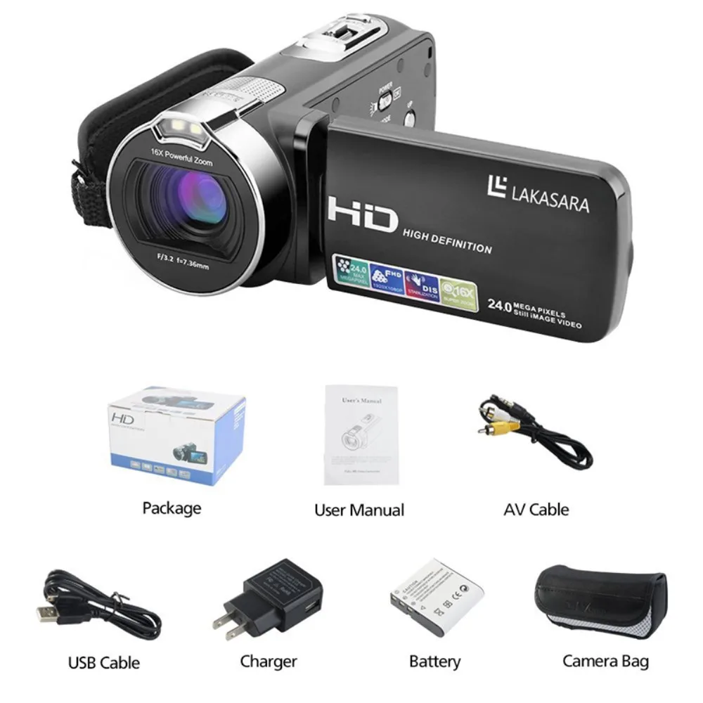 

Portable Digital Camcorder Night Vision HD 1080P 2.7 inches LCD Screen Digital Video Camera Player DV Fotografica