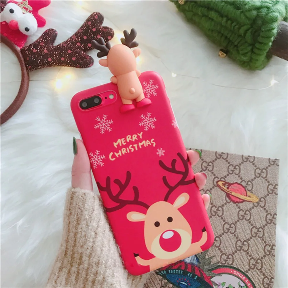 

eCos New Fashion Cute Snowman Reindeer Soft Silicone Couple Phone Case For iPhone 6 6S Plus 7 8 Plus X XR XS XS MAX#290370