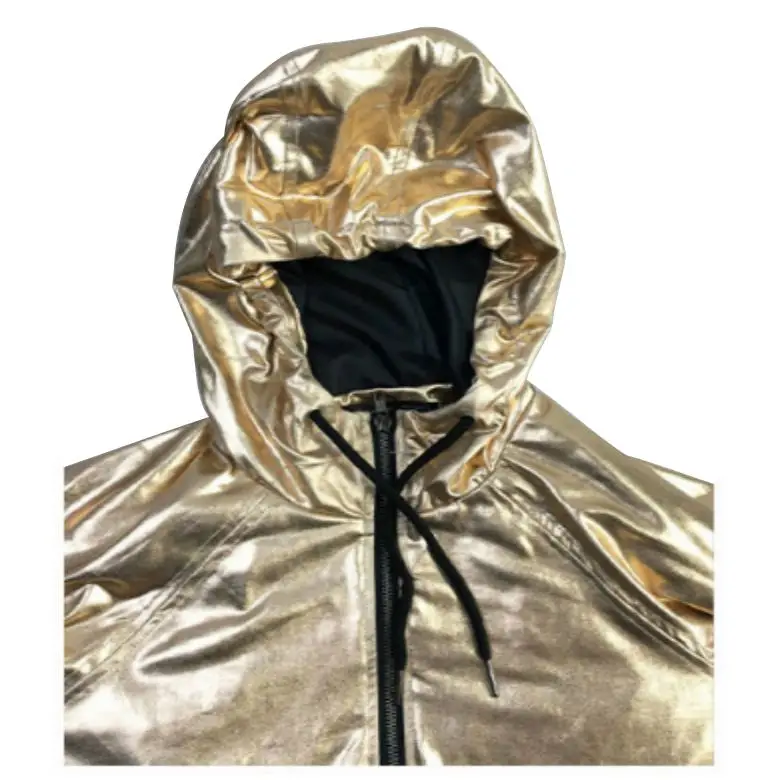 Dropshipping Women Spring Autumn Jackets Long Sleeve Golden PVC Raincoat Zipper Up Punk Unisex Street Coat