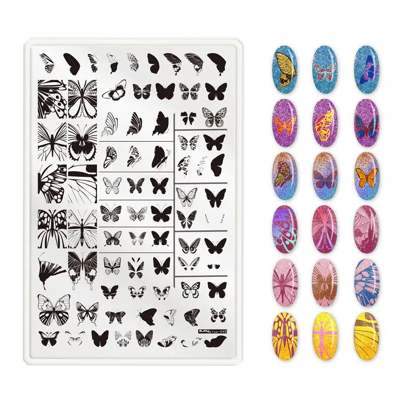 ZJOY штамповки для ногтей пластины геометрические цветы Летающие бабочки шаблон ногтей DIY Дизайн ногтей Наклейка аксессуары для трафаретов инструменты - Цвет: 40