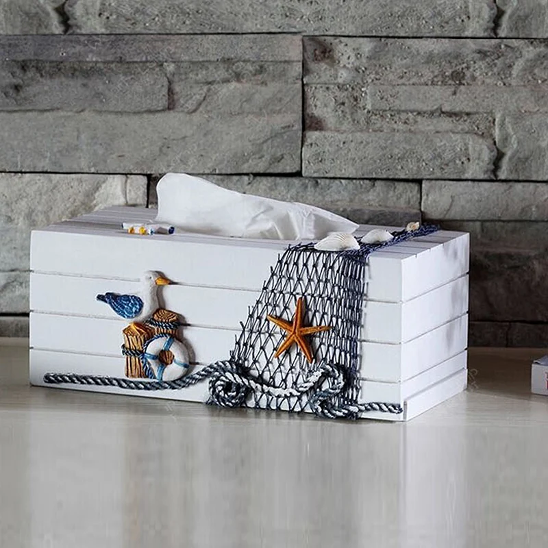 Mediterranean sea style home creative wooden Tissue box decorative napkin hand made luxury new and weding decor | Дом и сад