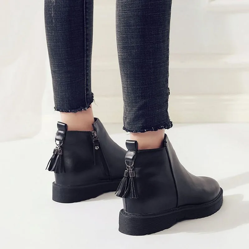 

Aleafalling Women Boots Winter Snow Botas Zip Fringe Soft Leather Platform Solid Outdoor Girl Shoes Outdoor Warm Shoes AWBT167