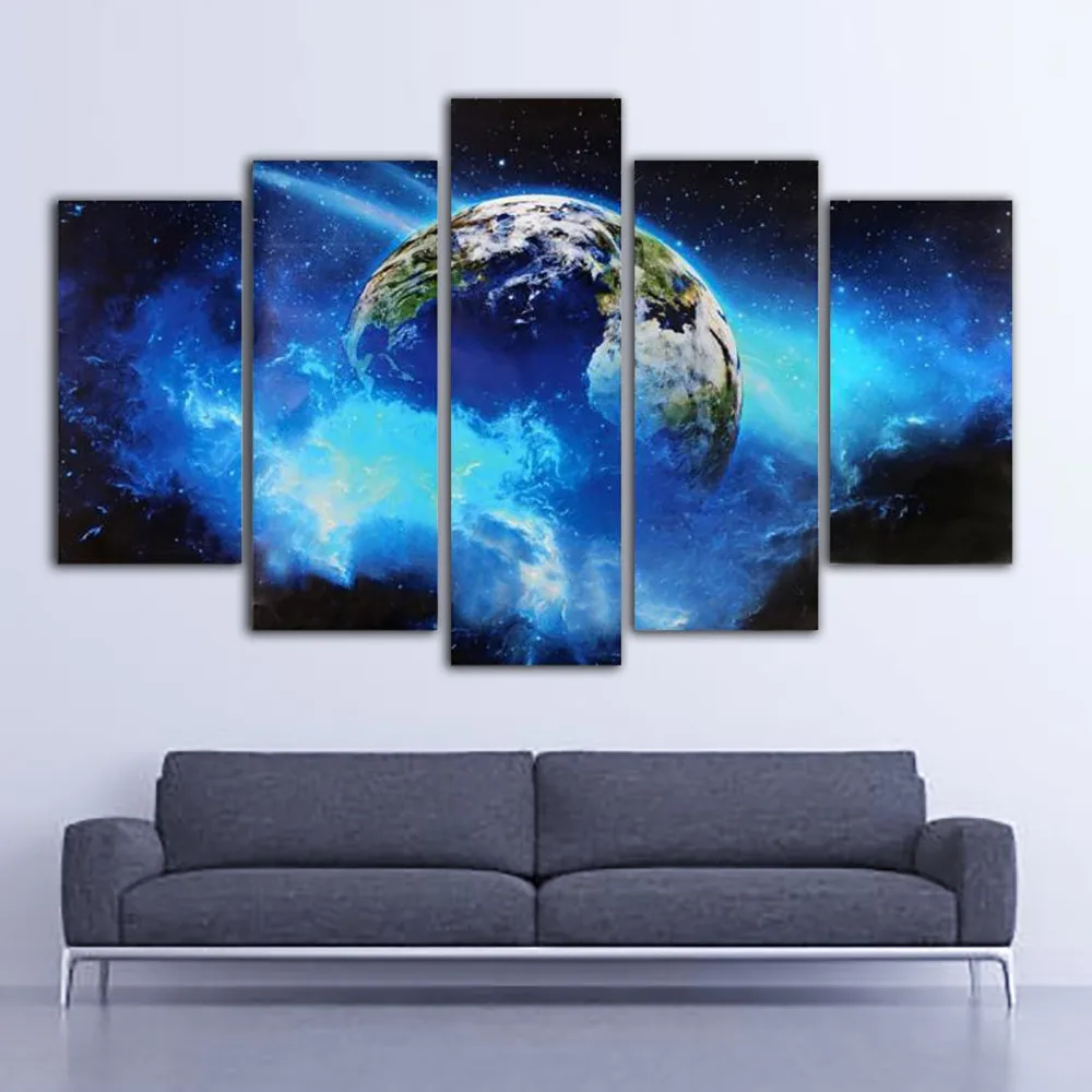 

Modern frameless canvas starry sky planet five deputy painting living room bedroom decoration paintings