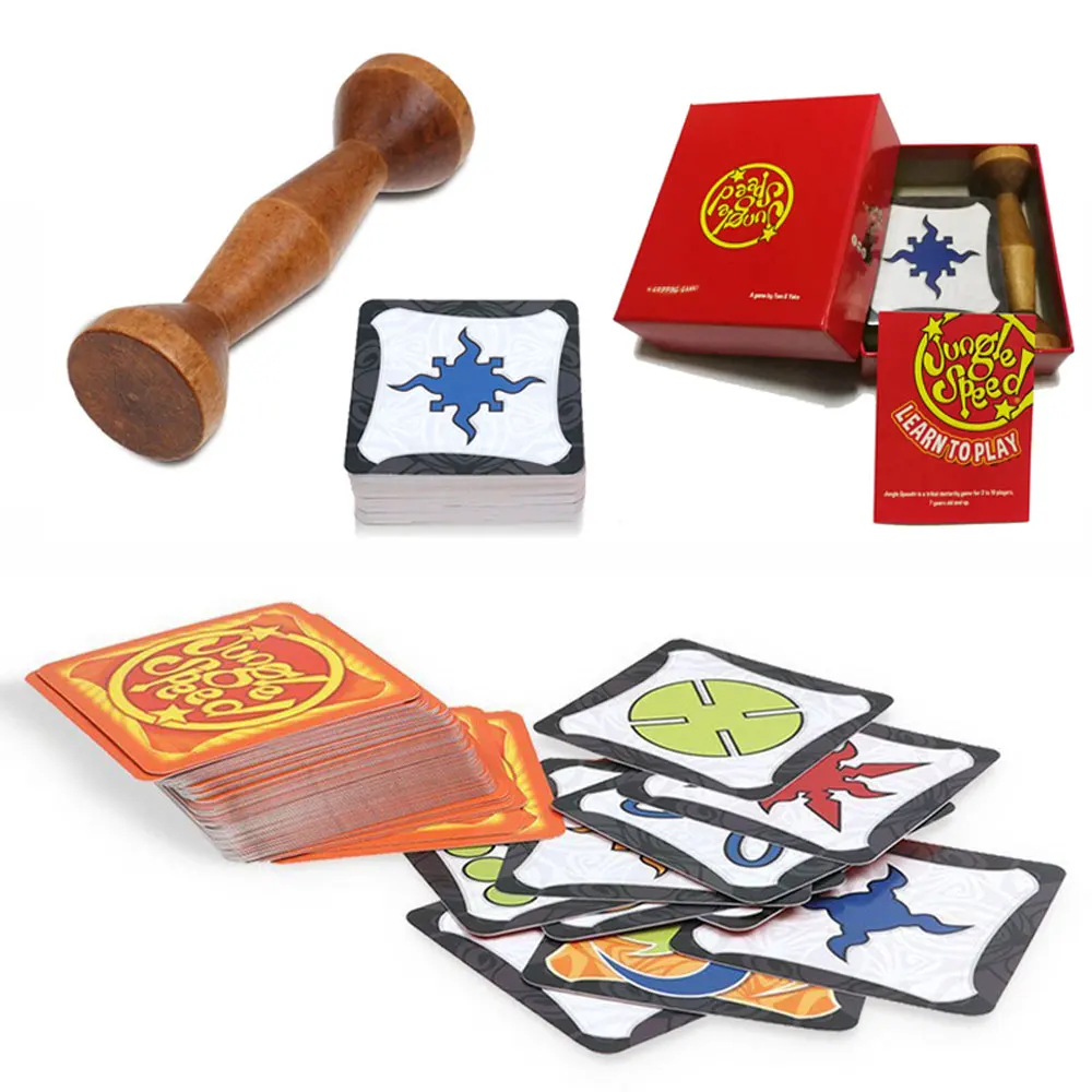 Настольная игра коричневый деревянный джунгли жетон бегать быстро пара скорость лес для семьи вечерние Веселые карты игры английский испанский правила