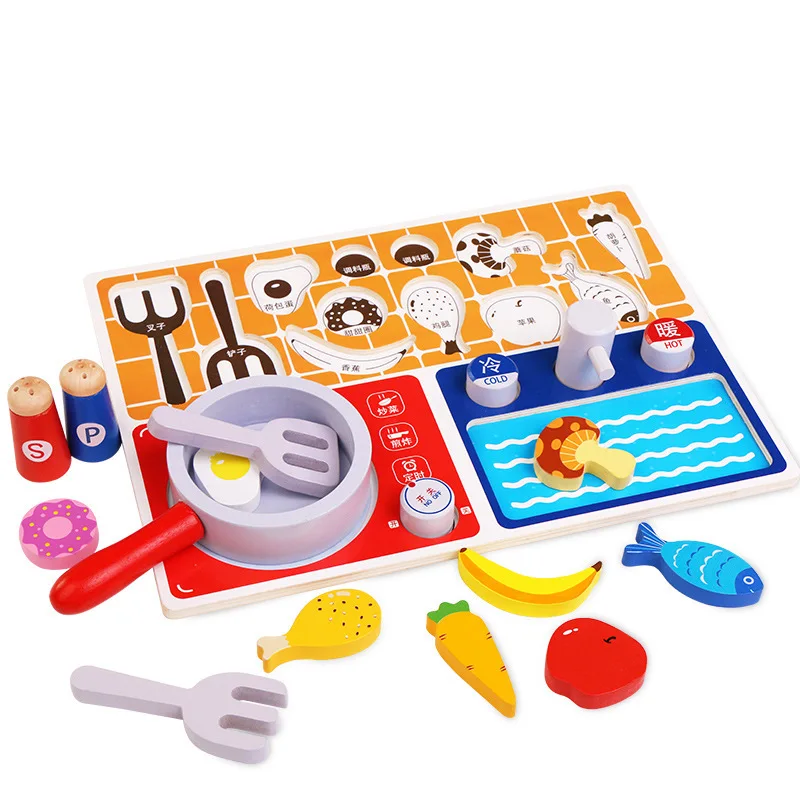 

New Exotic Wooden Building Blocks Toys Children Puzzle Early Education Kitchen Gas Stove Toy Dropshipping