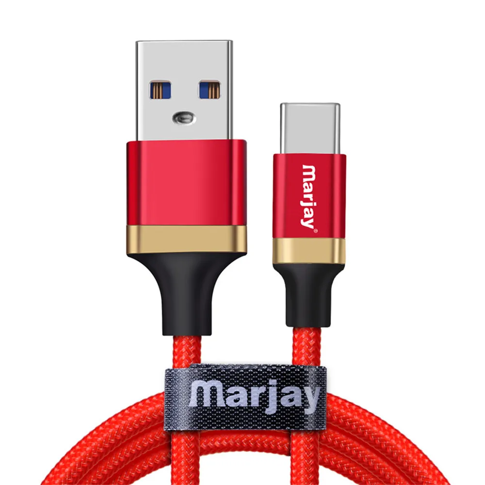 Marjay USB Type C Cable for Huawei P20 lite Quick Charge 3.0 USB Type-C Mobile Phone Cables for Samsung S9 USB Cable for Xiaomi Red Cable