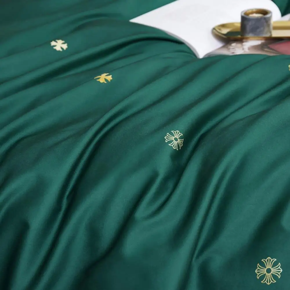 Благородные Золотые кресты, темно-зеленый комплект постельного белья, постельное белье королевского размера, плоский лист из египетского хлопка, набор пододеяльников