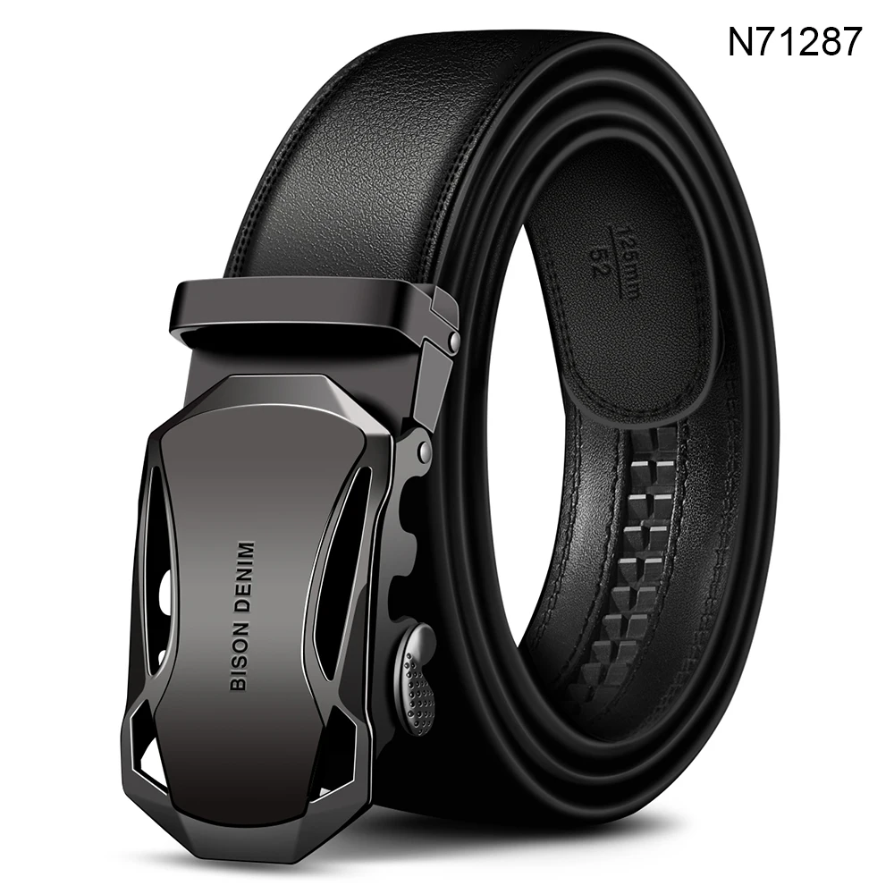 N71287 BISON DENIM мужской ремень из коровьей кожи, брендовые модные ремни с автоматической пряжкой, черные ремни из натуральной кожи для мужчин, ширина 3,4 см, N71314 - Цвет: N71287