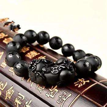 

12mm 14mm 16mm Crystal Round Bead Natural Stone Bracelets Women Men Powerful Fitness Black Gemstone Natural Obsidian Bracelet