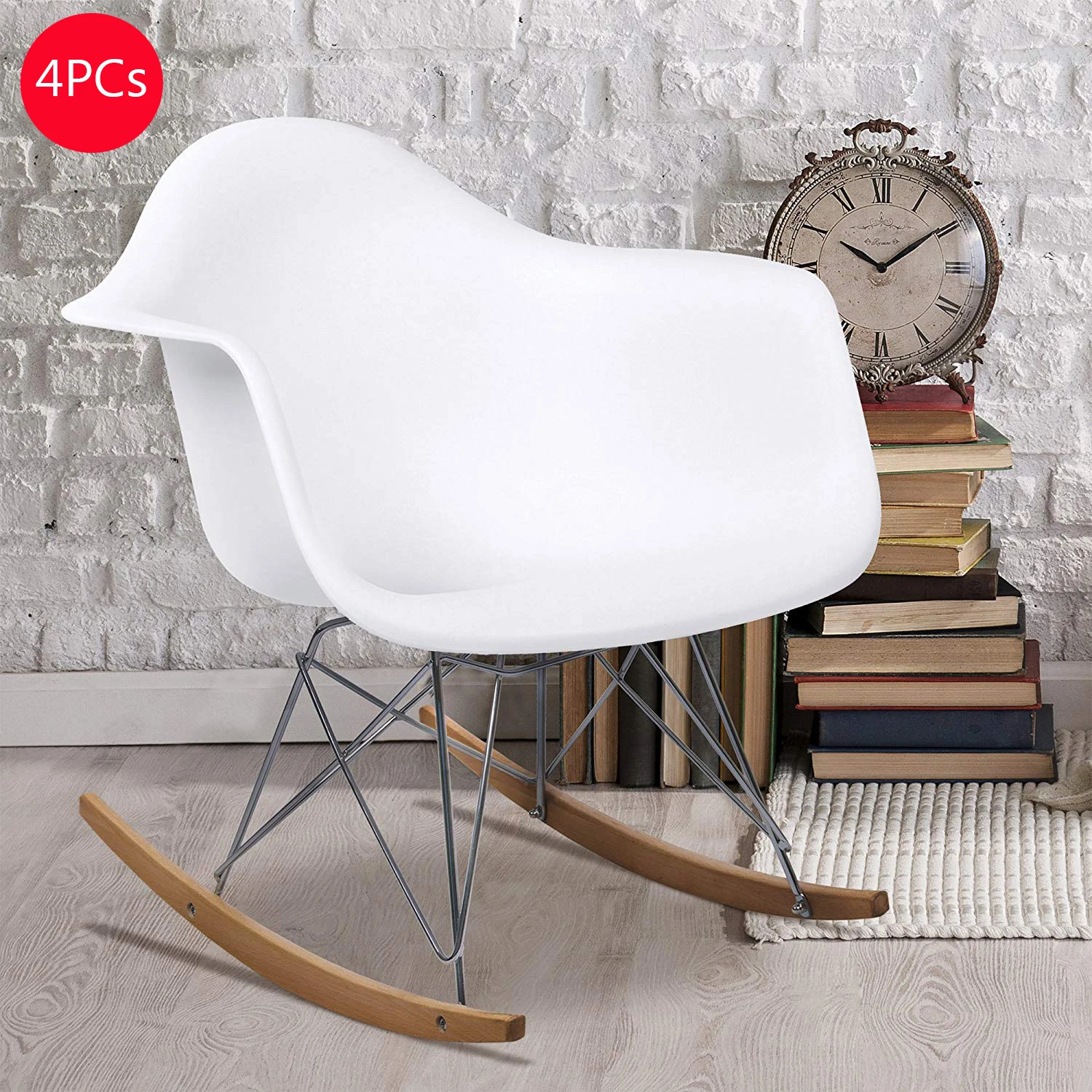 

4PCs Modern Plastic Rocking Chair Fashion Leisure Rocking Chair With Armrest For Living Room Study Relax Popular Rocking Chair