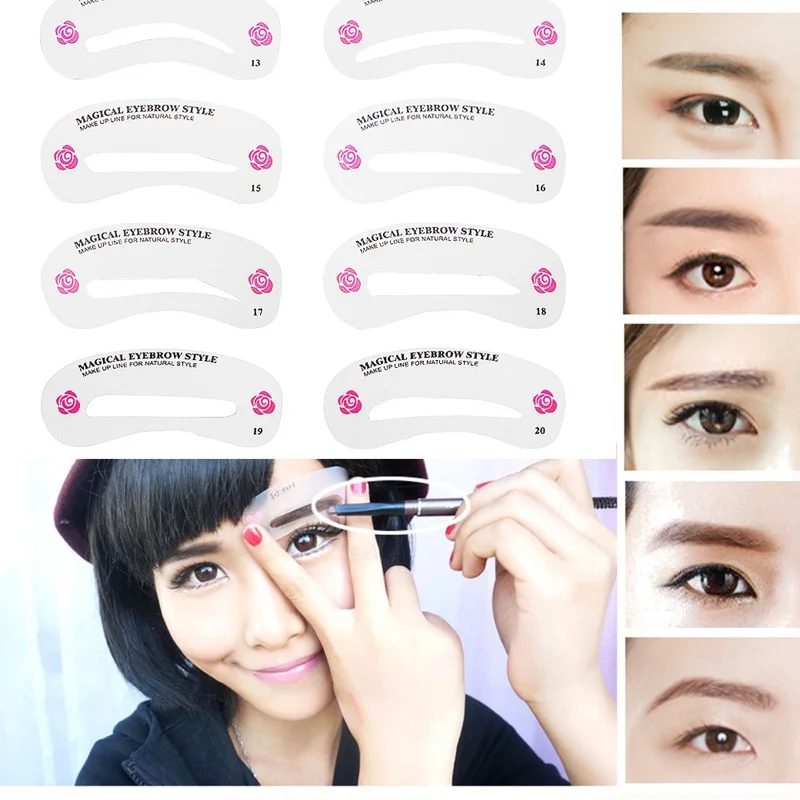 New Style 24 Pcs Reusable Eyebrow Stencil Set Eye Brow DIY Grooming