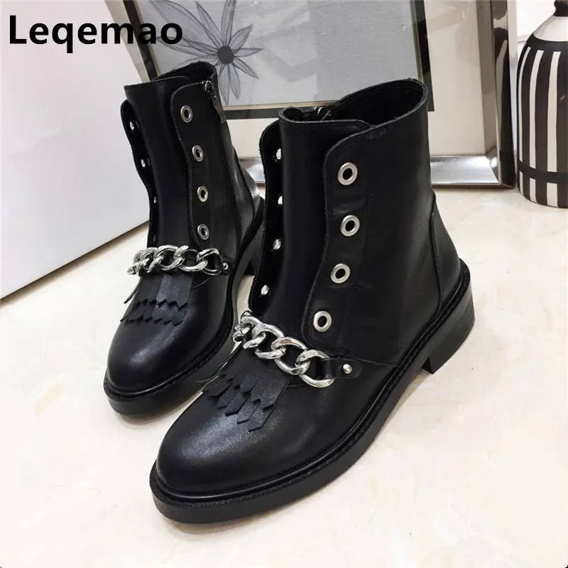 Silver-Chains-Ankle-Boots-Women-Square-Heel-Round-Toe-Fringe-Tassel-Leather-Martin-Boots-Black-Short (1)