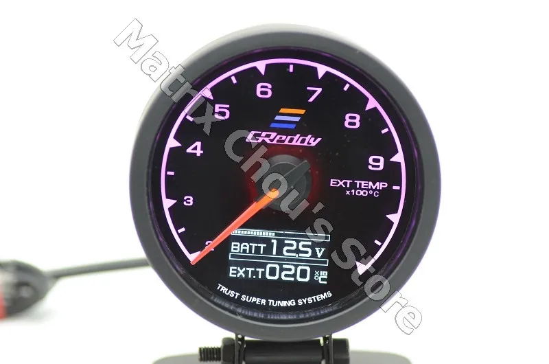 Gre* y Gauge EXT Temp Gauge 7 светового цвета ЖК-дисплей с напряжением прибор для измерения температуры выхлопных газов метр 62 мм 2,5 дюйма с датчиком гонок geddi Gauge