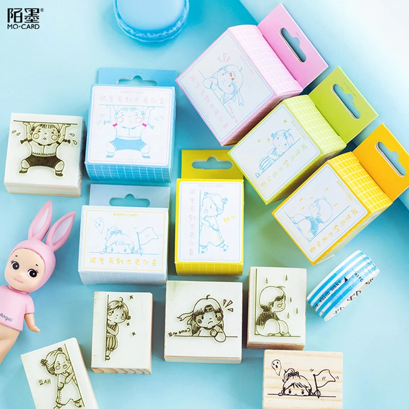 

Mo.Card child life wood stamp Decorative DIY stationery scrapbooking Retail