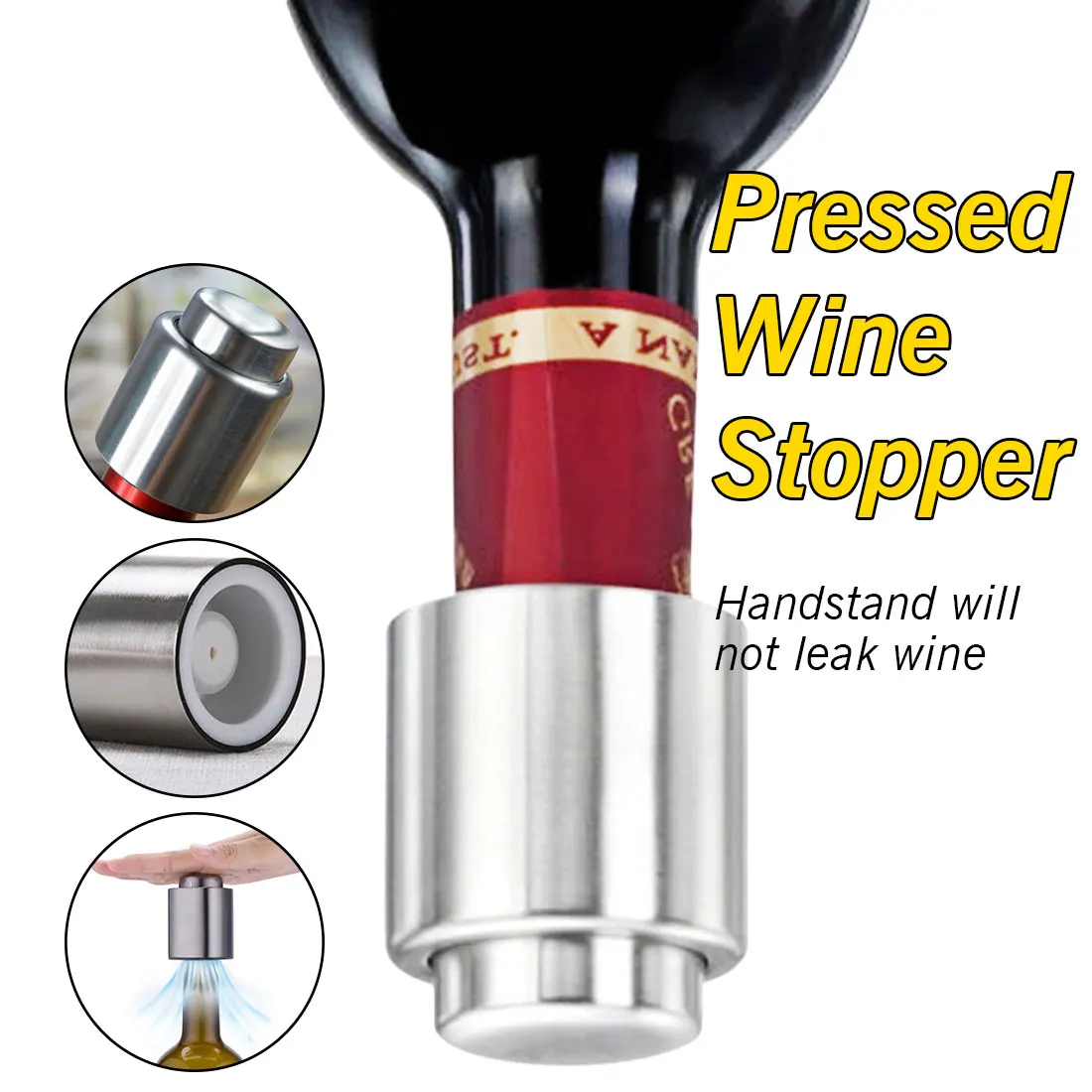 Red Wine Bottle Stopper Stainless Steel Vacuum Wine Bottle Stopper