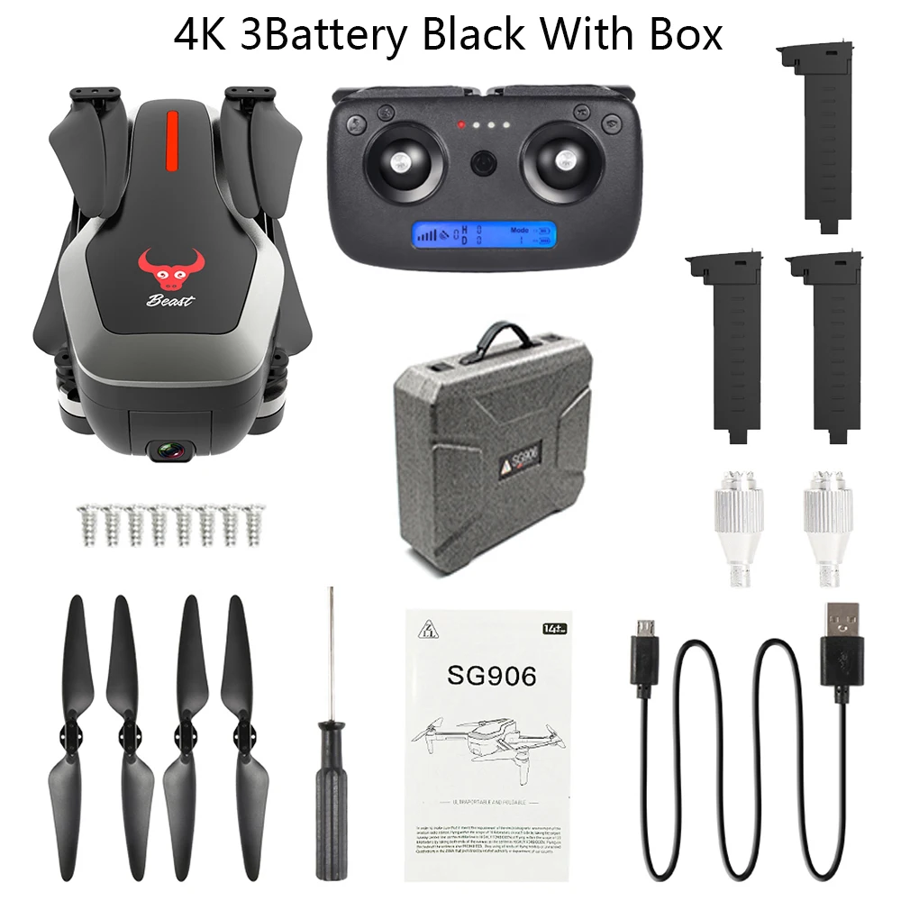 4K 3B Box B LAUMOX SG906 Дрон gps 5G wifi FPV с камерой 4K HD бесщеточный селфи складной Дрон RC Квадрокоптер RTF VS H117s B4W ZEN K1 F11 - Цвет: 4K 3B Box B