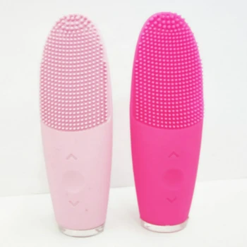 

2019 Long Handle Silicone Waterproof Facial Cleansing Brush Ultrasonic Electric Face Cleanser cleansing Brush Vibration Massage