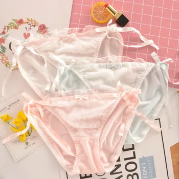 

Milk Silk Japanese Style Bandage Women Underwear Ruffle Lace Cute Lovely Female Panties Low Waist Sexy Lingerie Breifs