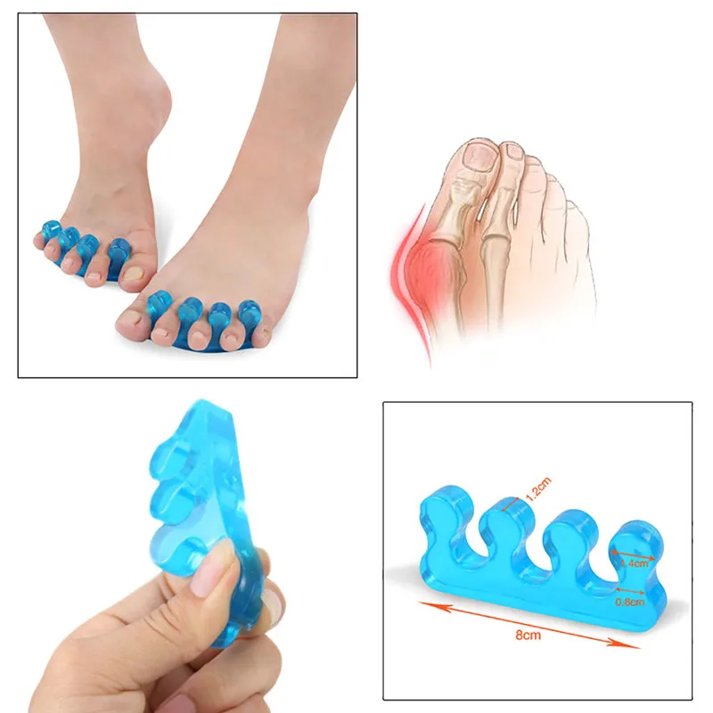 Blue Corrector Silicone rotector Foot Fingers Straightener Separatorsilicone toe protectorstoe