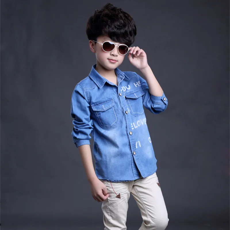 Aliexpress.com : Buy 2015 boys kids denim shirts for boys kids blue