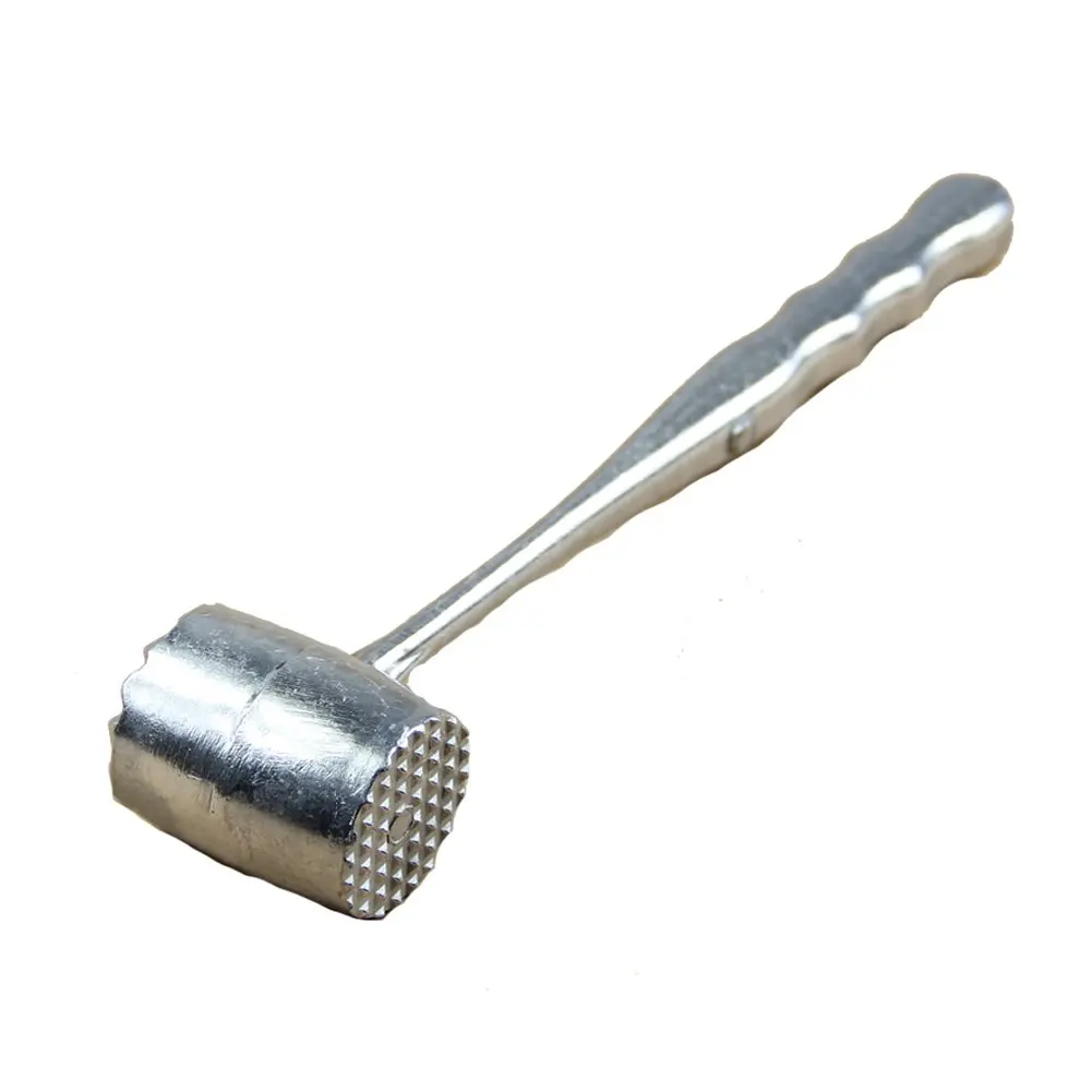 Дешевый Серебряные две стороны Алюминий круглая Мясо Молот Маллет Tenderizer Говядина Свинина Куриное ударные Длина 20,5 см Диаметр 3,5 см (овал)