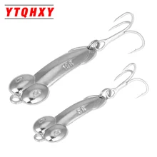 YTQHXY Top Metal DD Spoon Fishing Lure 5g/10g Metal Bass Baits Silver Gold Spinner Bass 6# 8# Hook winter Fishing Tackle WQ404