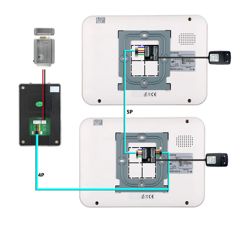 7 дюймов ЖК-дисплей 2 Мониторы S-Video телефон двери Дверные звонки Домофон Kit 1-Камера 2-Мониторы Ночное видение с ИК-HD 700TVL Камера