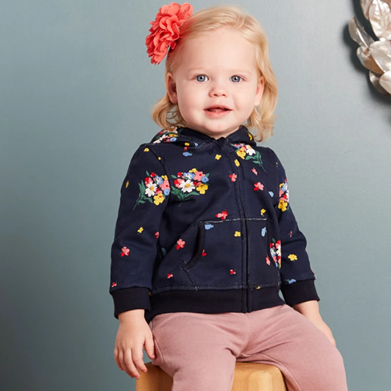 Brand 2017child kid baby girl spring jacket floral printed fleece