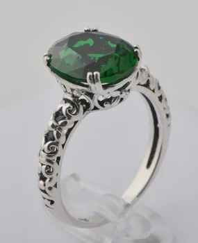 

A double tenth carnival to buy British luxury restoring ancient ways women 925 silver contracted emerald engagement rings