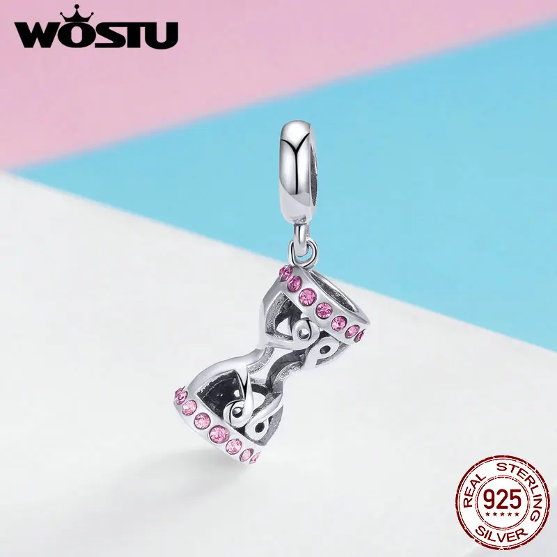 WOSTU оптовая продажа подлинный 925 стерлингового серебра песочные часы Подвески