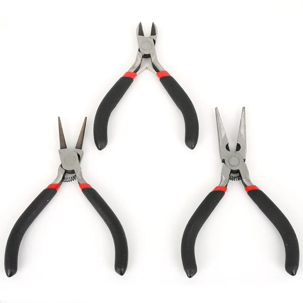 

HOT 3Pcs Handle Pliers Jewelry Making Pliers Tools (Sharp nose&Double round&Diagonal Pliers) For DIY Jewelry Making Pliers Tool