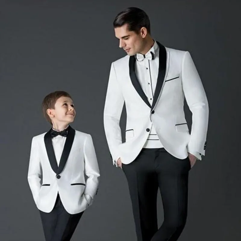 Новые костюмы для мальчиков на свадьбу, Детский костюм, новые черно-белые детские костюмы на свадьбу, выпускной, блейзеры для мальчиков, смокинг(пиджак+ брюки+ галстук - Цвет: Белый