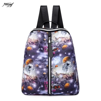 

k-9109 Fashion Brand Bag Women Ladies Backpack Simple Graffiti Fish Space Backpacks Shoulder Bags Bagpack for Teenage Girls