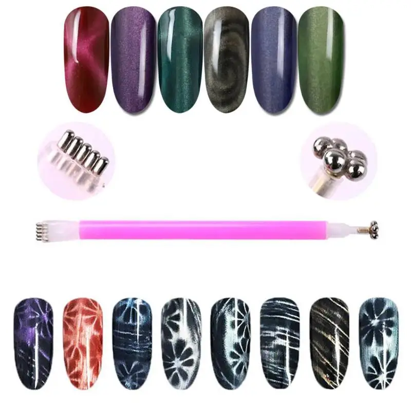 

Nail Art Magnet Point Pen For Cat Eye Gel Polish Manicure Gel Tips Double Head Plum Blossom Printing Magnet Pen Nail Tools